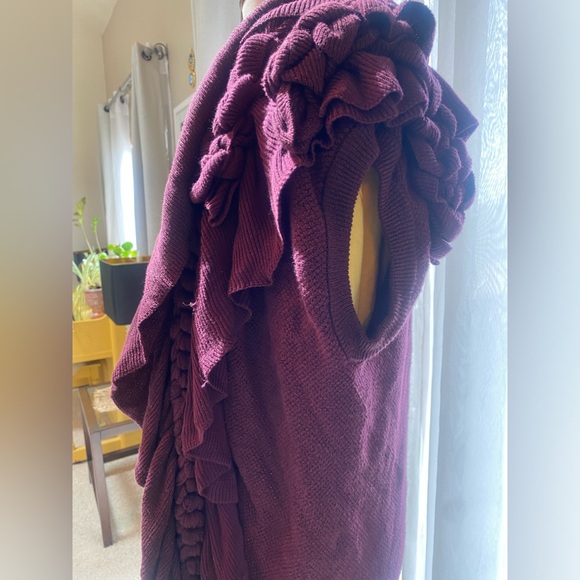 ✨🍇 Timeless Boho Elegance: Vintage Plum Sparkle Cardigan 🍇✨ - Picture 3 of 11